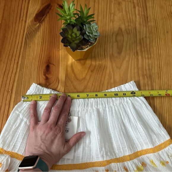 NWT LoveShackFancy Jennings Mini Skirt in Antique White Yellow XS Cover Up $295 - Picture 8 of 13